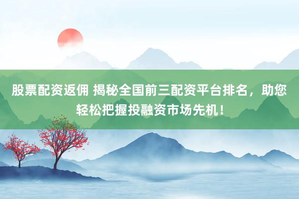股票配资返佣 揭秘全国前三配资平台排名，助您轻松把握投融资市场先机！