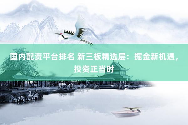 国内配资平台排名 新三板精选层：掘金新机遇，投资正当时