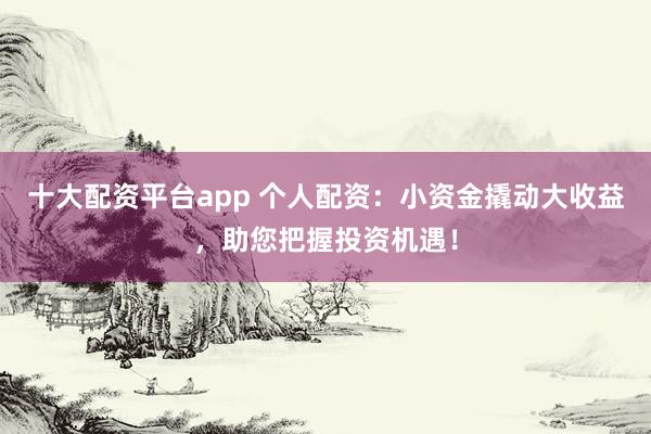 十大配资平台app 个人配资：小资金撬动大收益，助您把握投资机遇！