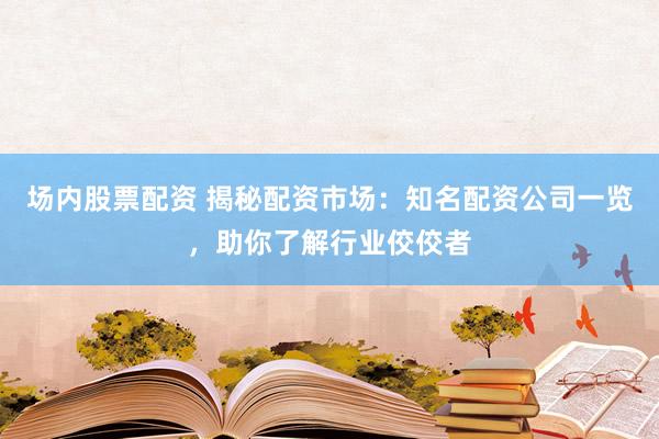 场内股票配资 揭秘配资市场：知名配资公司一览，助你了解行业佼佼者