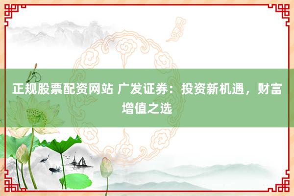 正规股票配资网站 广发证券：投资新机遇，财富增值之选