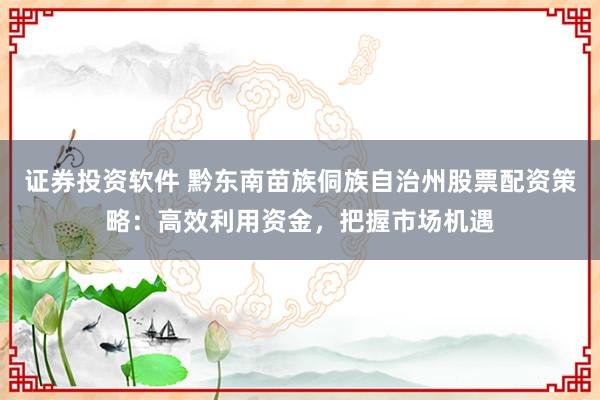 证券投资软件 黔东南苗族侗族自治州股票配资策略：高效利用资金，把握市场机遇