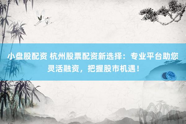 小盘股配资 杭州股票配资新选择：专业平台助您灵活融资，把握股市机遇！