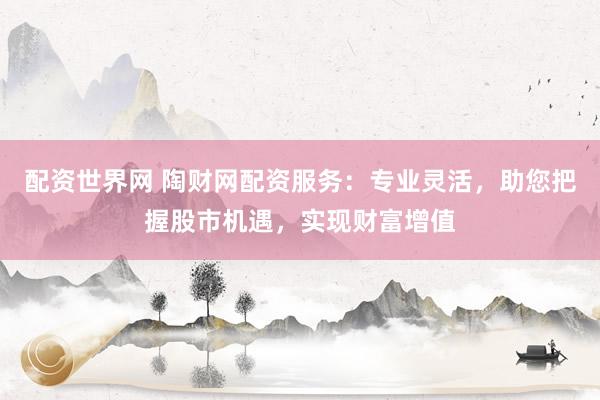 配资世界网 陶财网配资服务：专业灵活，助您把握股市机遇，实现财富增值