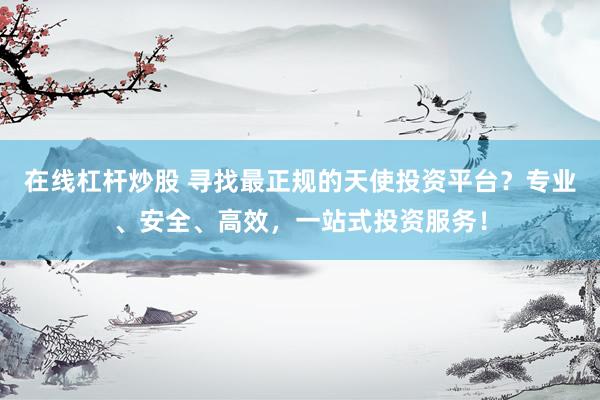在线杠杆炒股 寻找最正规的天使投资平台？专业、安全、高效，一站式投资服务！