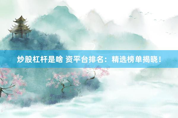 炒股杠杆是啥 资平台排名：精选榜单揭晓！