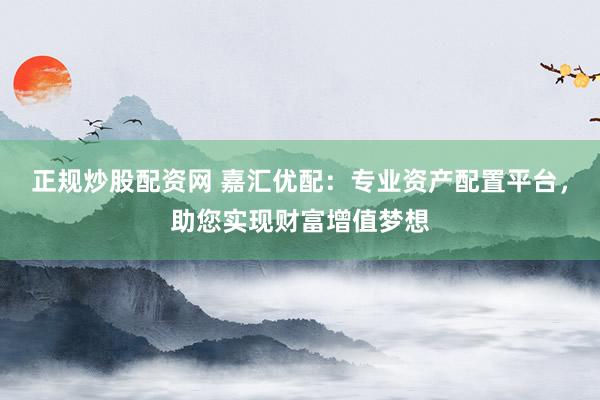 正规炒股配资网 嘉汇优配:专业资产配置平台,助您实现财富增值梦想