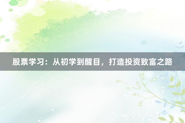 股票学习：从初学到醒目，打造投资致富之路