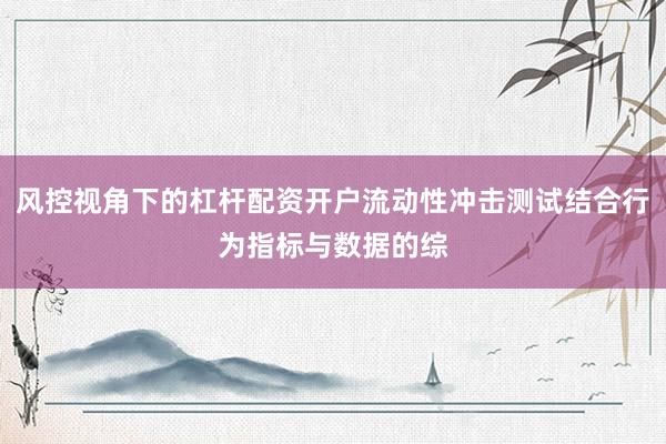 风控视角下的杠杆配资开户流动性冲击测试结合行为指标与数据的综