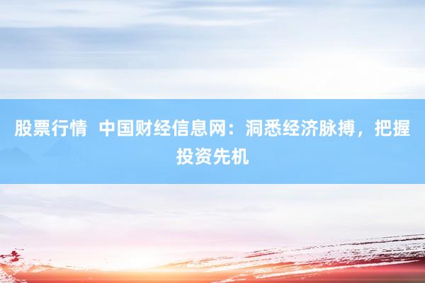 股票行情  中国财经信息网：洞悉经济脉搏，把握投资先机