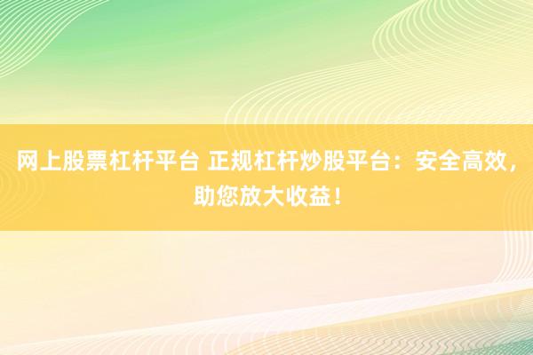 网上股票杠杆平台 正规杠杆炒股平台：安全高效，助您放大收益！
