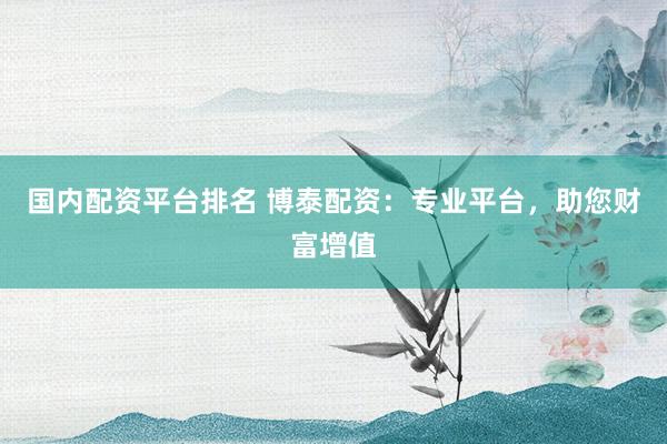 国内配资平台排名 博泰配资：专业平台，助您财富增值