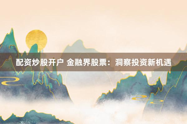 配资炒股开户 金融界股票：洞察投资新机遇