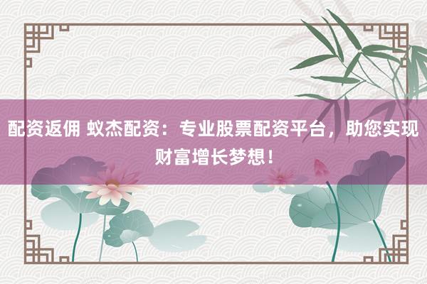配资返佣 蚁杰配资：专业股票配资平台，助您实现财富增长梦想！